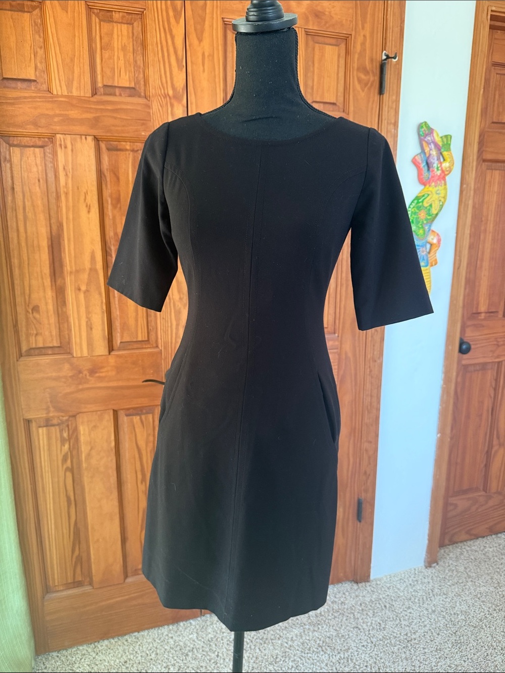 Classic Black Short-Sleeve Sheath Dress